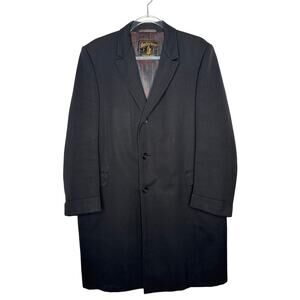 Vintage 1960s Londonwear Black Wool Tailored Overcoat Men’s Medium